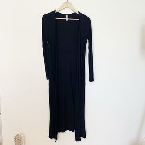 Jolie Black Ribbed Long Duster Cardigan
